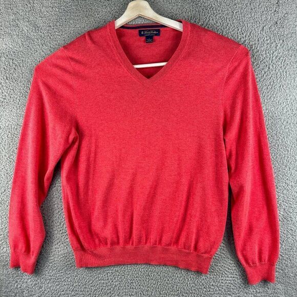 Brooks Brothers Sweater Mens Large‎ Red Supima Cotton Casual Outdoor Preppy Camp - Picture 1 of 10